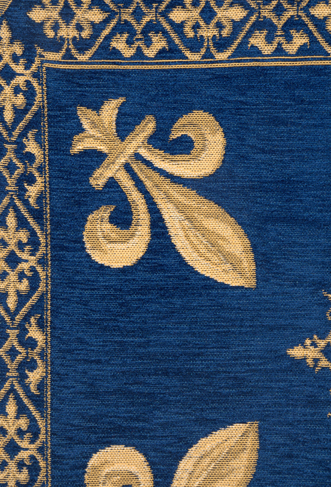 Napoleon Fleur de Lys Blue III Tapestry Pillow Cover 18x18 Inch Cotton Jacquard Woven Cushion Cover