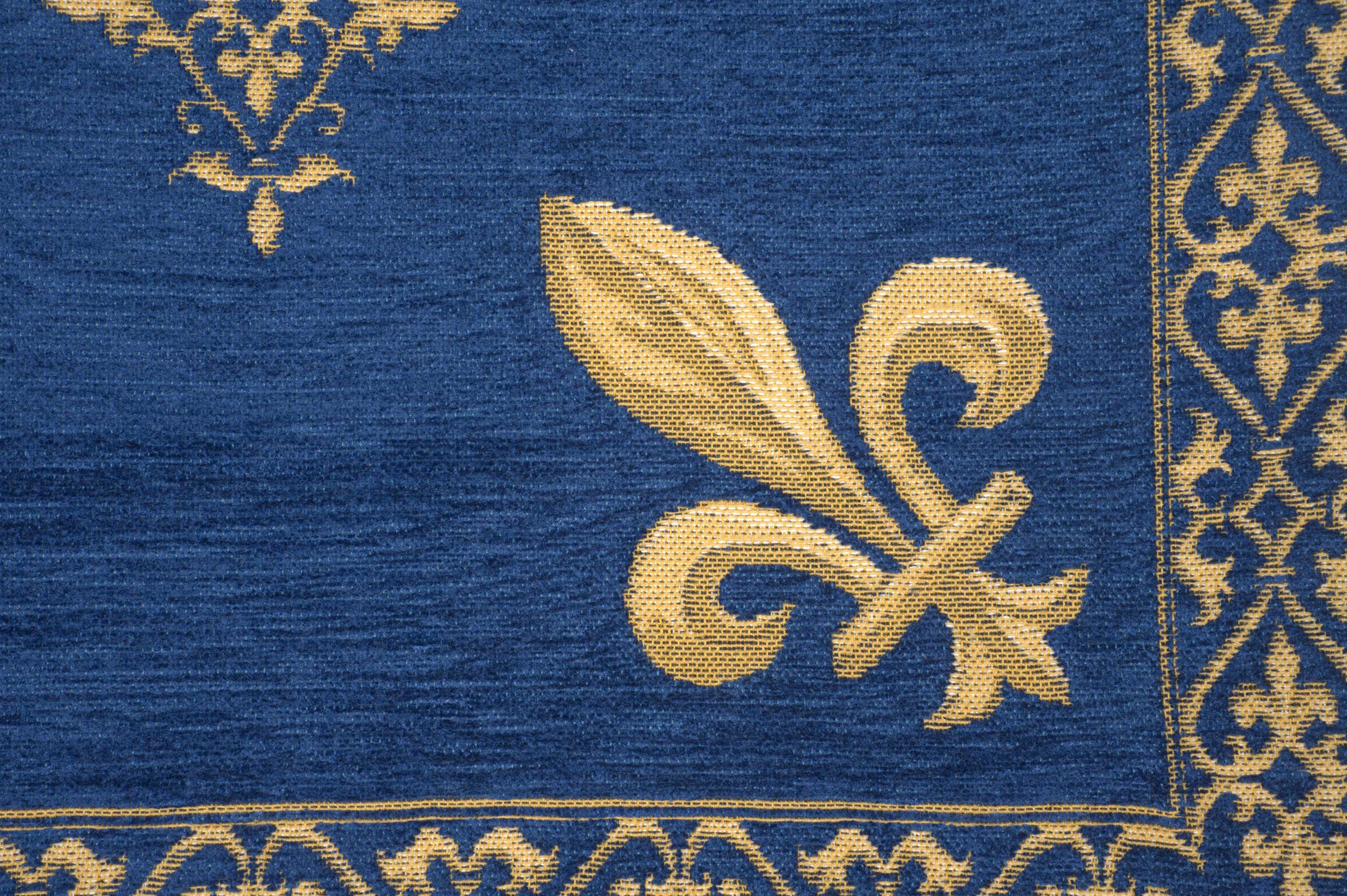 Napoleon Fleur de Lys Blue III Tapestry Pillow Cover 18x18 Inch Cotton Jacquard Woven Cushion Cover