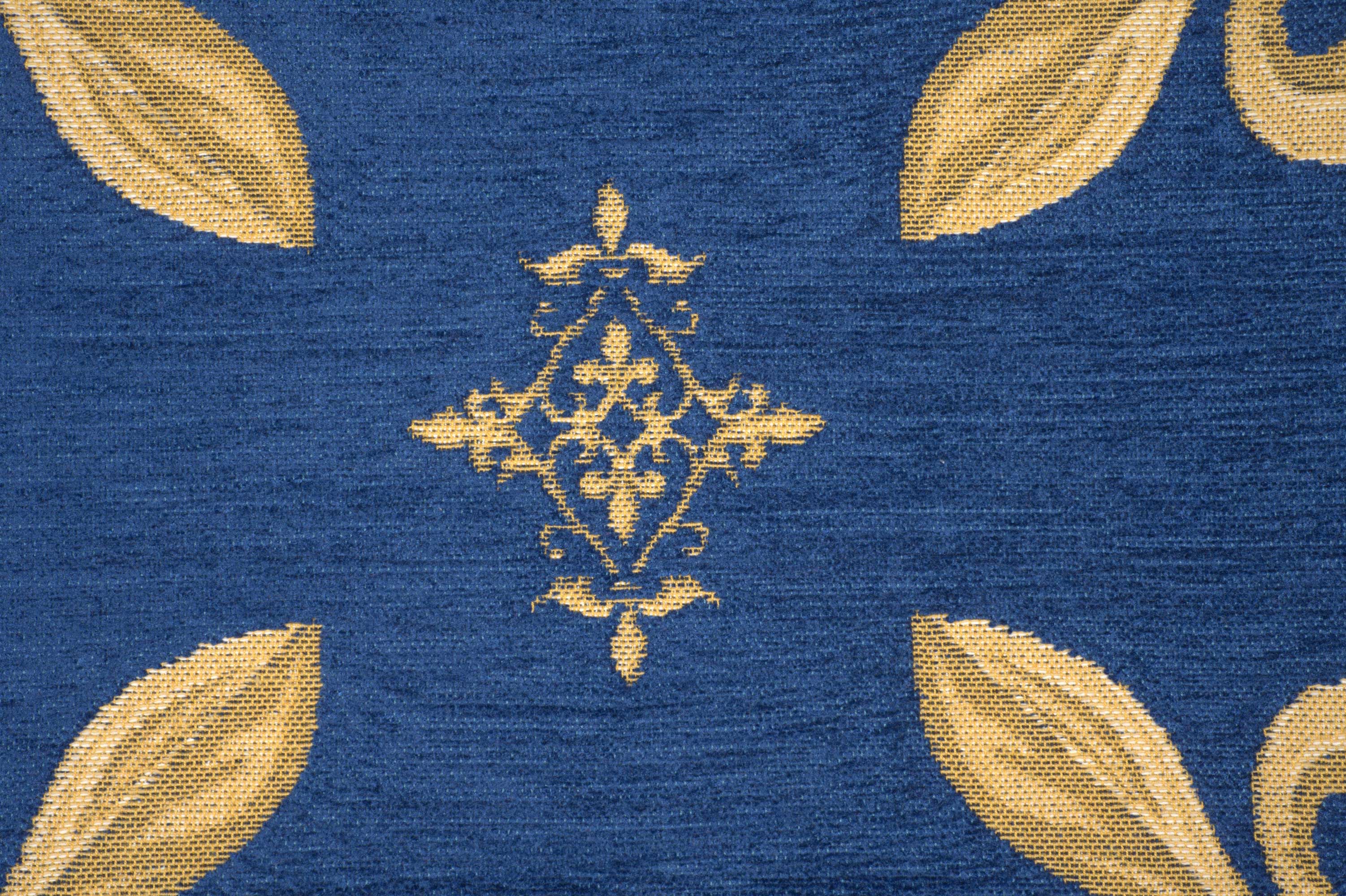Napoleon Fleur de Lys Blue III Tapestry Pillow Cover 18x18 Inch Cotton Jacquard Woven Cushion Cover
