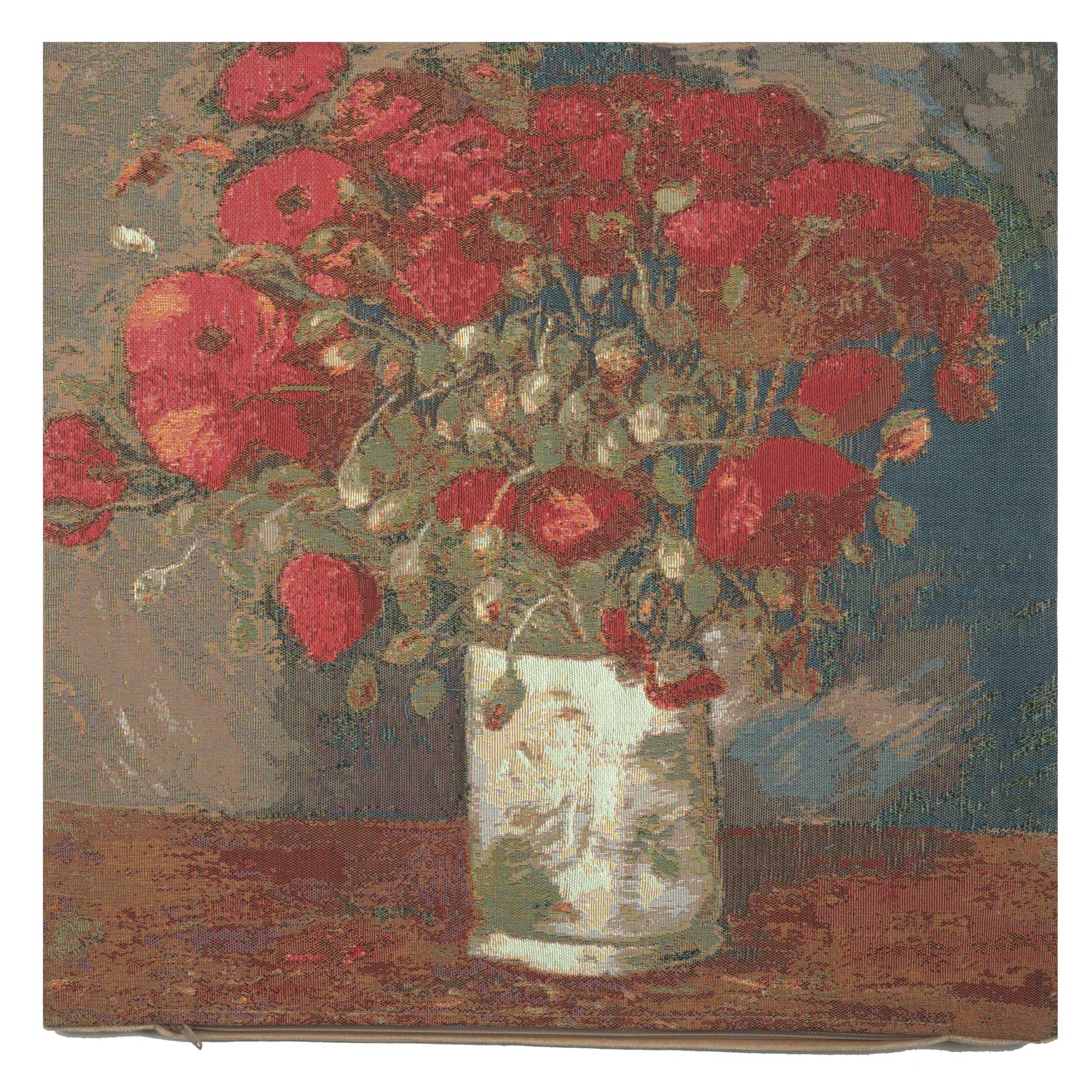 Van Gogh Poppies European Tapestry Pillow Cover 18x18 Inch Pure Cotton Cushion Cover
