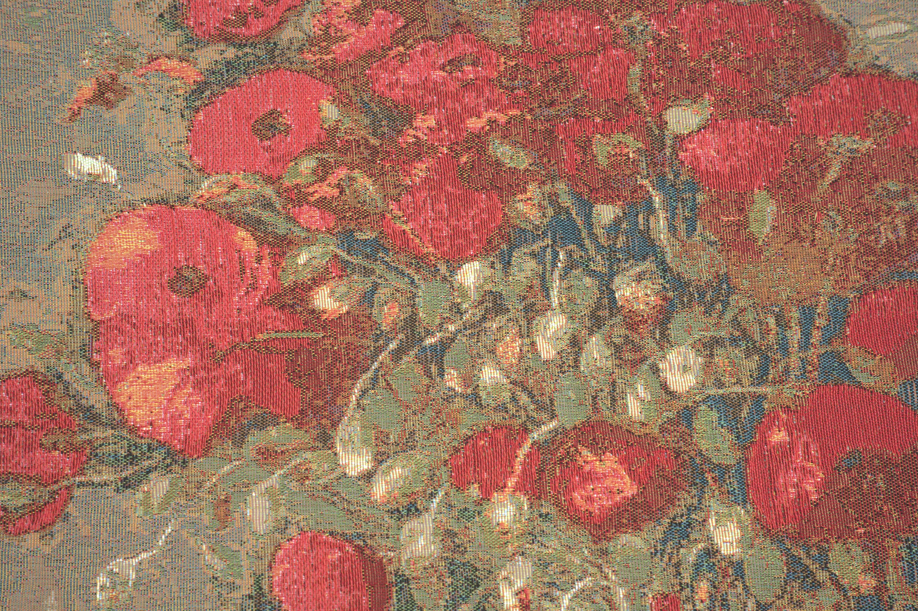 Van Gogh Poppies European Tapestry Pillow Cover 18x18 Inch Pure Cotton Cushion Cover