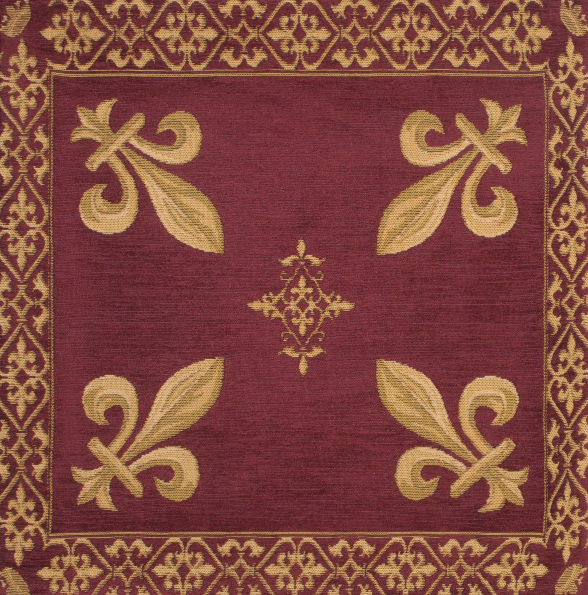 Napoleon Fleur de Lys Red II Tapestry Pillow Cover 18x18 Inch Cotton Jacquard Woven Cushion Cover