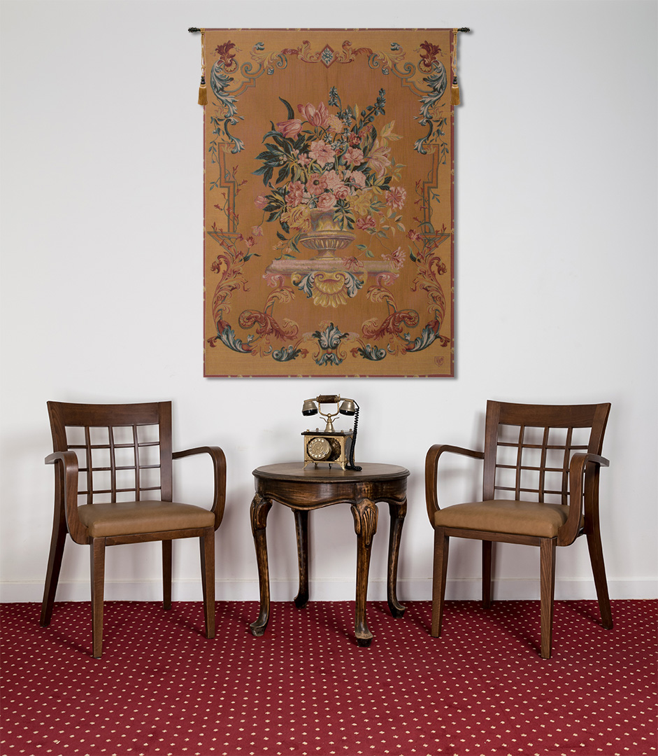 Bouquet XVIII English Bouquet French Tapestry Wall Hanging 58x44 Inch Cotton Jacquard Woven Wall Tapestry
