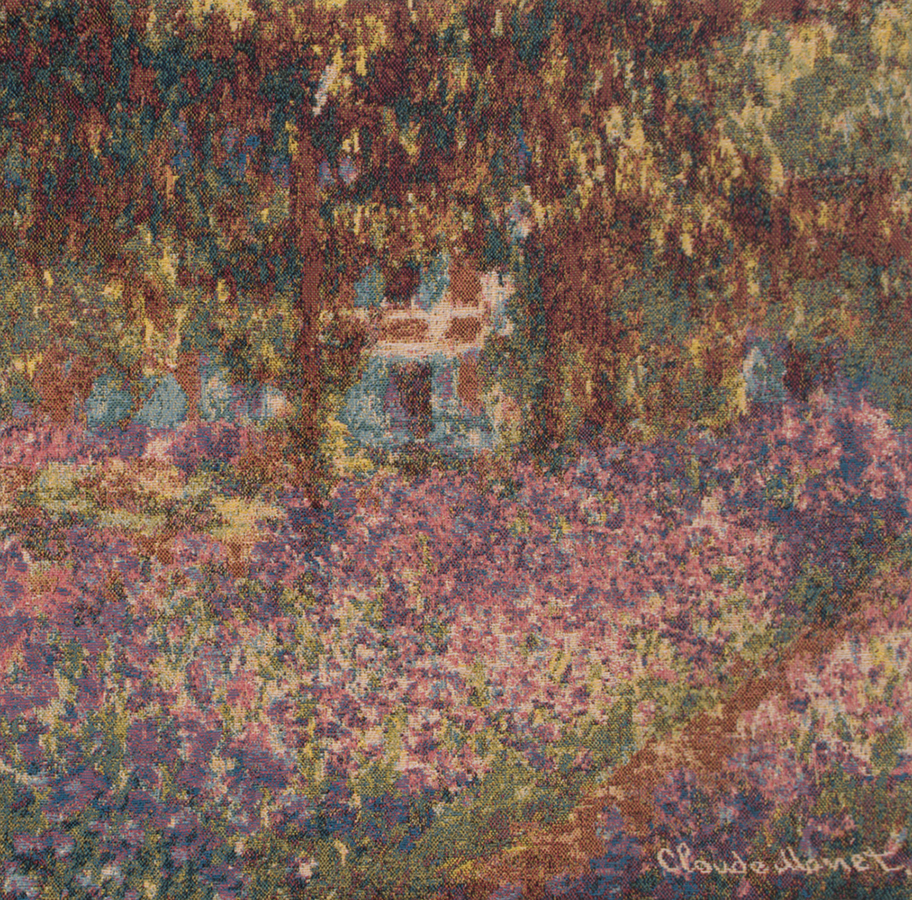 Claude Monet Iris Garden Tapestry Pillow Cover 18x18 Inch Cotton Jacquard Woven Cushion Cover