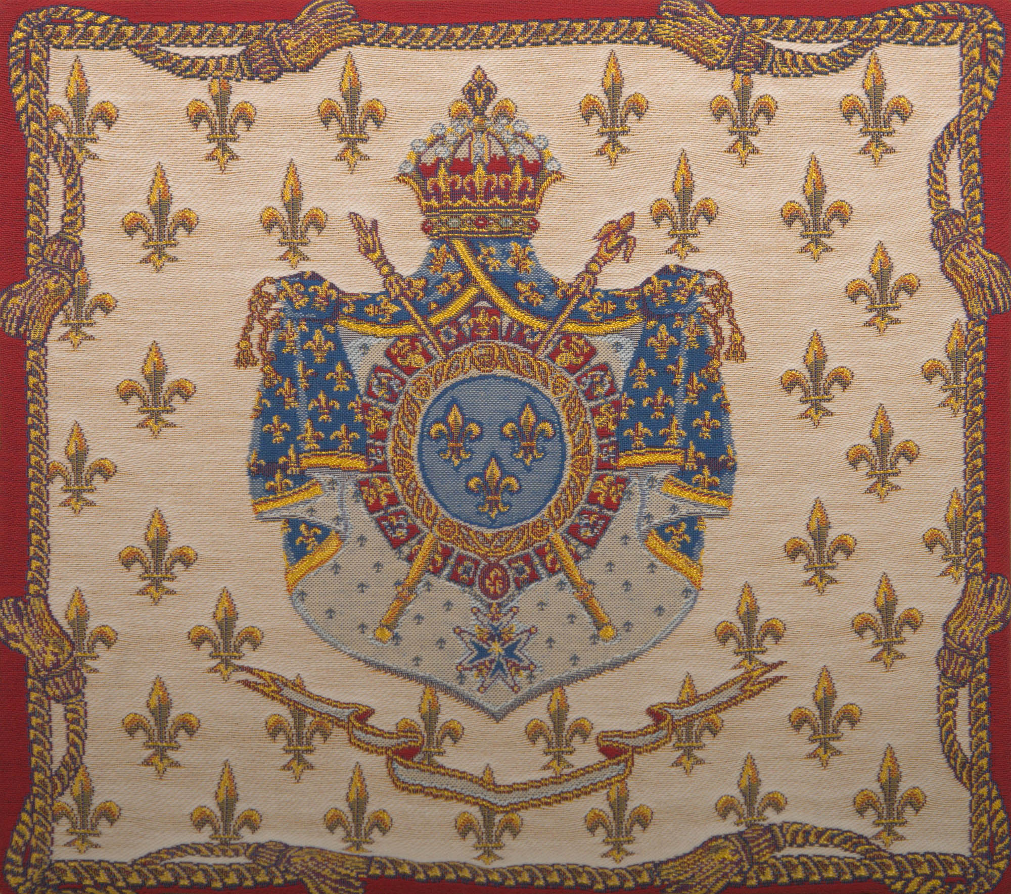 Vintage Blason Royal Tapestry Pillow Cover 18x18 Inch Cotton Jacquard Woven Cushion Cover