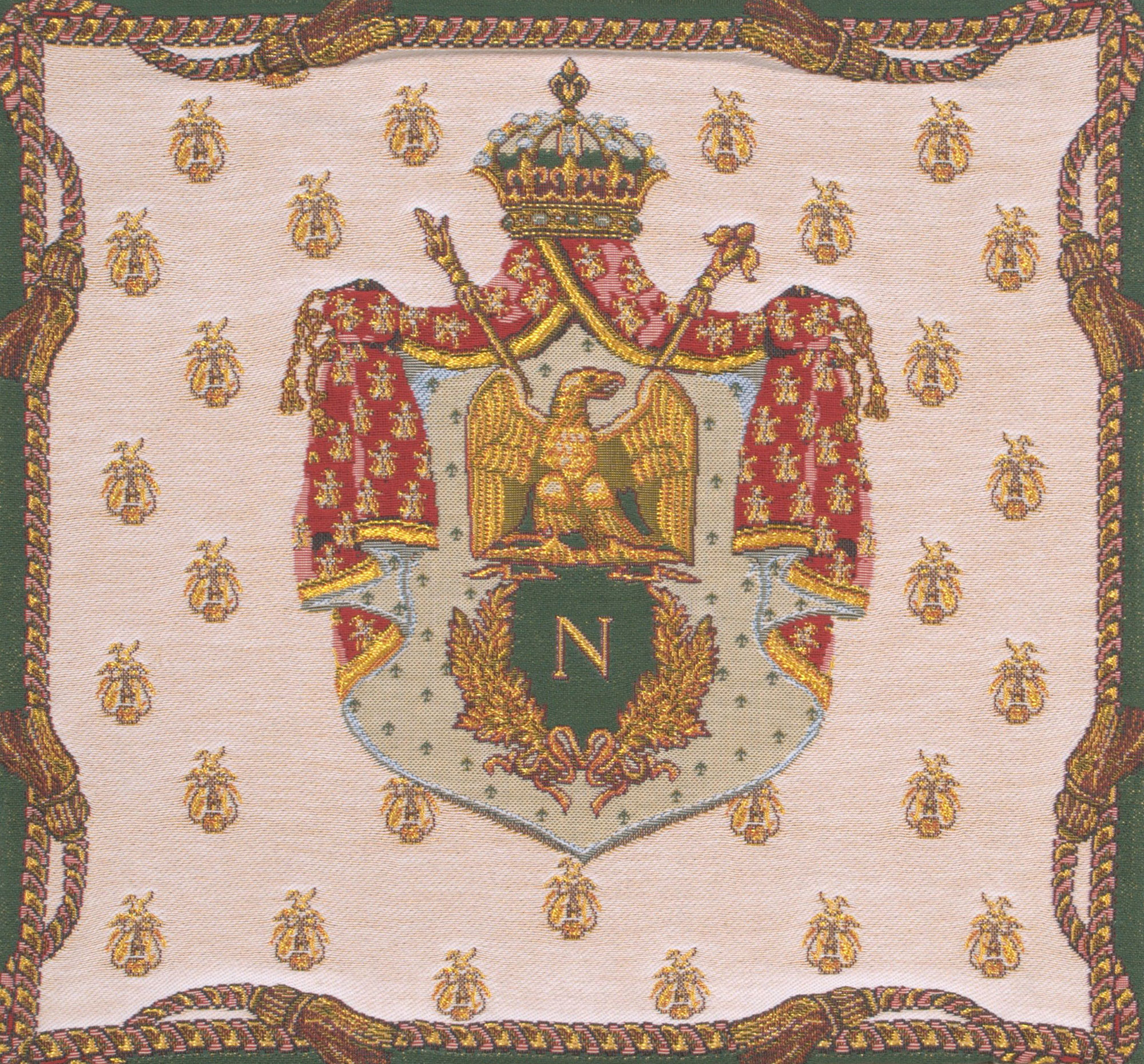 Vintage Napoleon Crest Tapestry Pillow Cover 18x18 Inch Cotton Jacquard Woven Cushion Cover