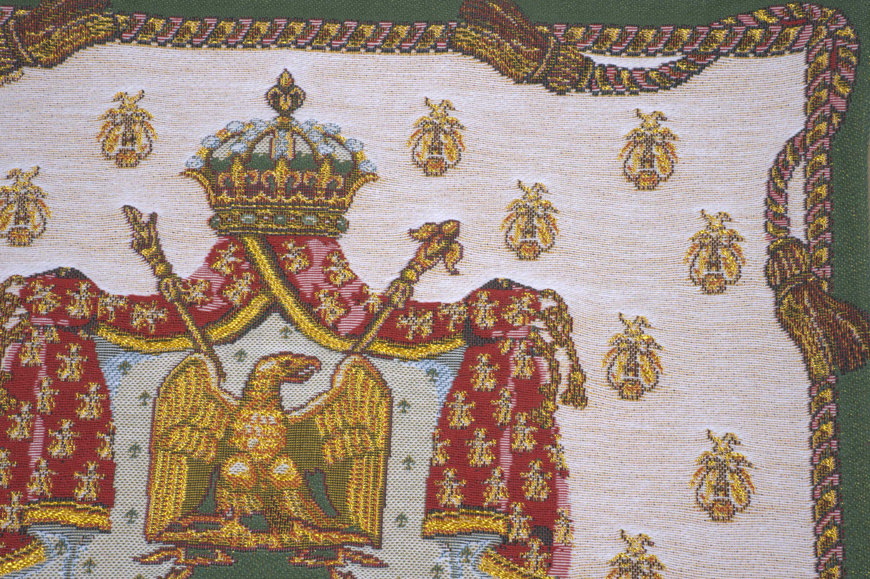 Vintage Napoleon Crest Tapestry Pillow Cover 18x18 Inch Cotton Jacquard Woven Cushion Cover