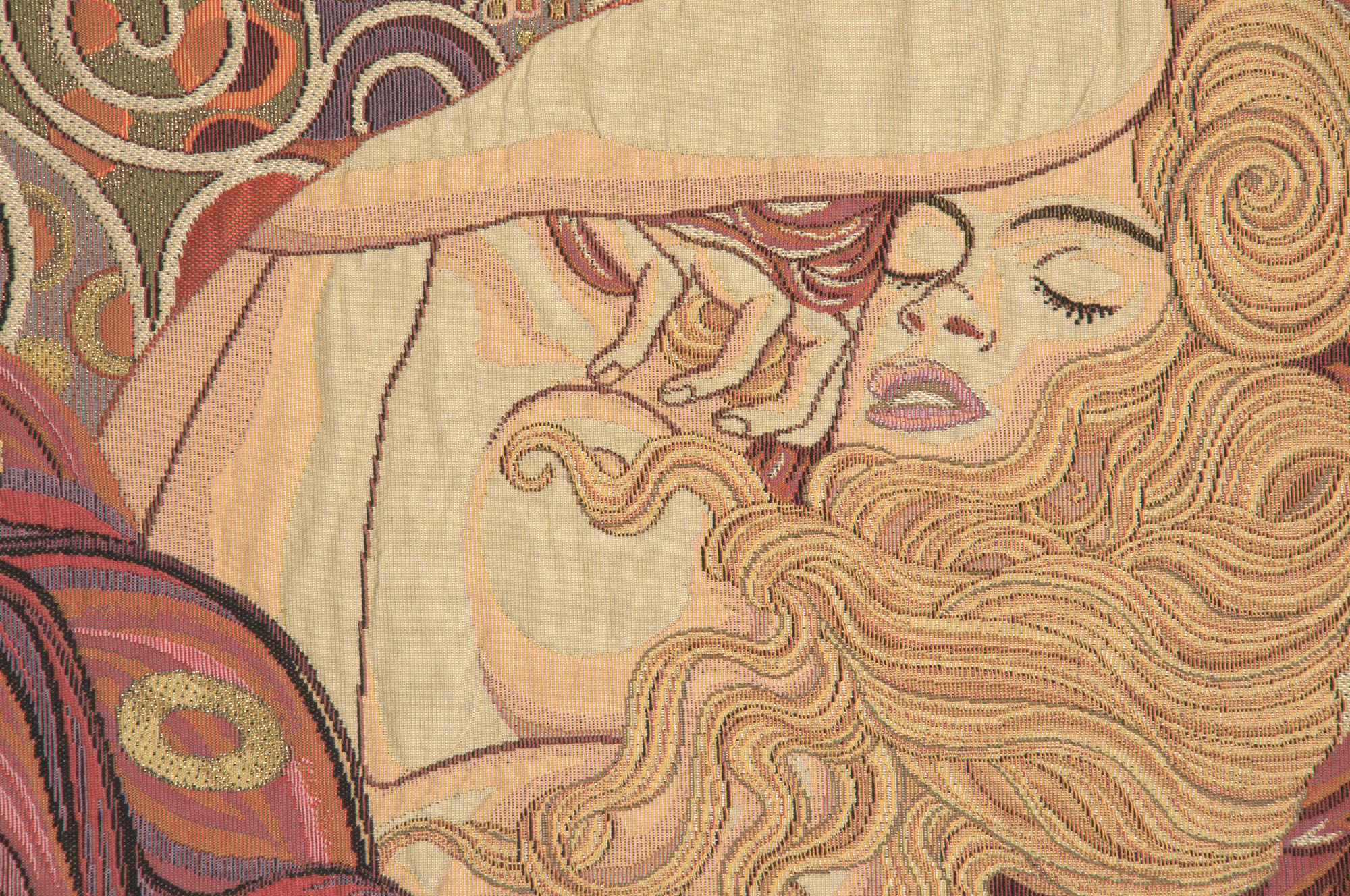 Gustav Klimt Sleeping Danae Vintage Tapestry Wall Hanging 25 x 60 in Art Nouveau Jacquard Woven Wall Art