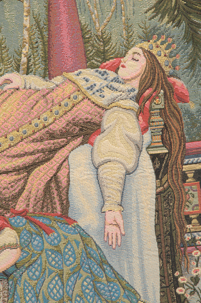 Victor Vasnetsov Sleeping Beauty Italian Tapestry Wall Hanging 24 x 26 in Fairy Tale Jacquard Woven Decor