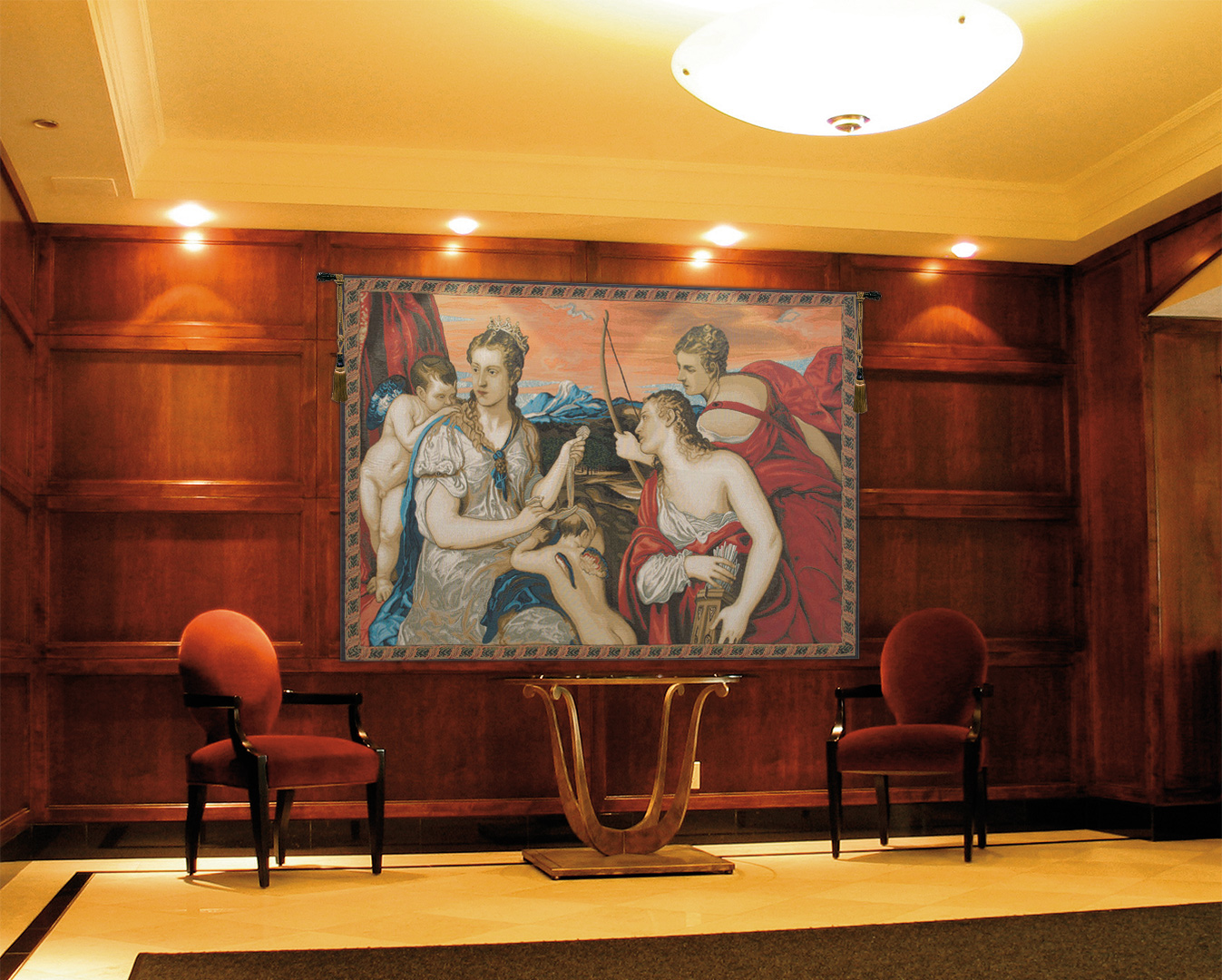 Tiziano Vecellion Venus Blindfold Decorative Tapestry Wall Hanging 25 x 37 Renaissance Mythological Jacquard Woven Wall Art