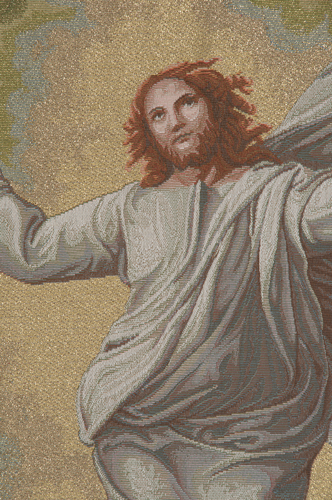 Raphael Transfiguration of Jesus Vintage Tapestry Wall Hanging 25 x 18 in Renaissance Christian Jacquard Woven Art