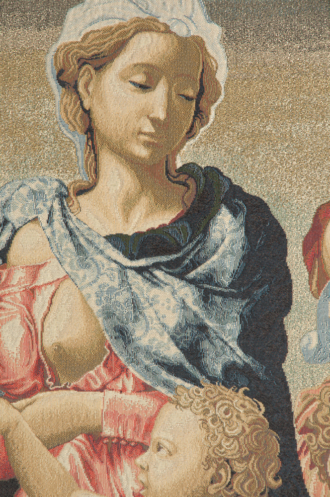 Michelangelo Madonna Manchester Vintage Tapestry Wall Hanging 38 x 24 in Renaissance Religious Jacquard Woven Wall Art