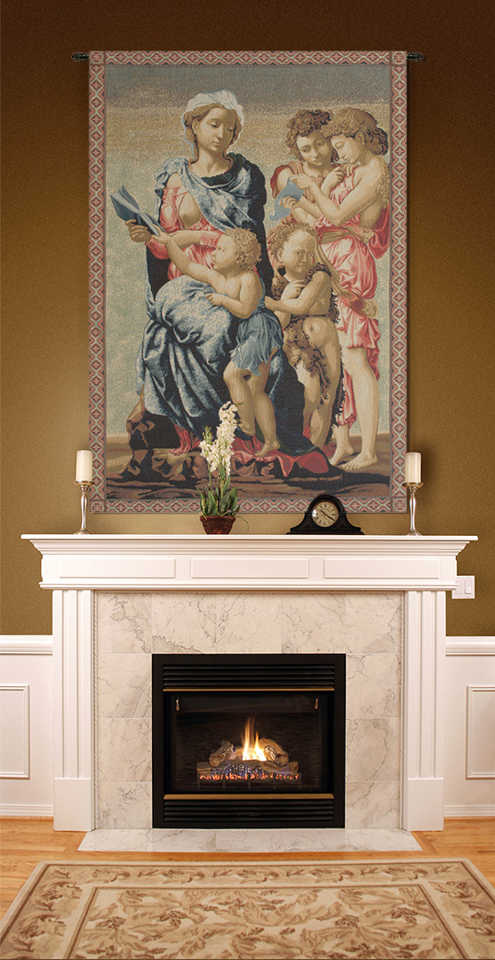 Michelangelo Madonna Manchester Vintage Tapestry Wall Hanging 38 x 24 in Renaissance Religious Jacquard Woven Wall Art