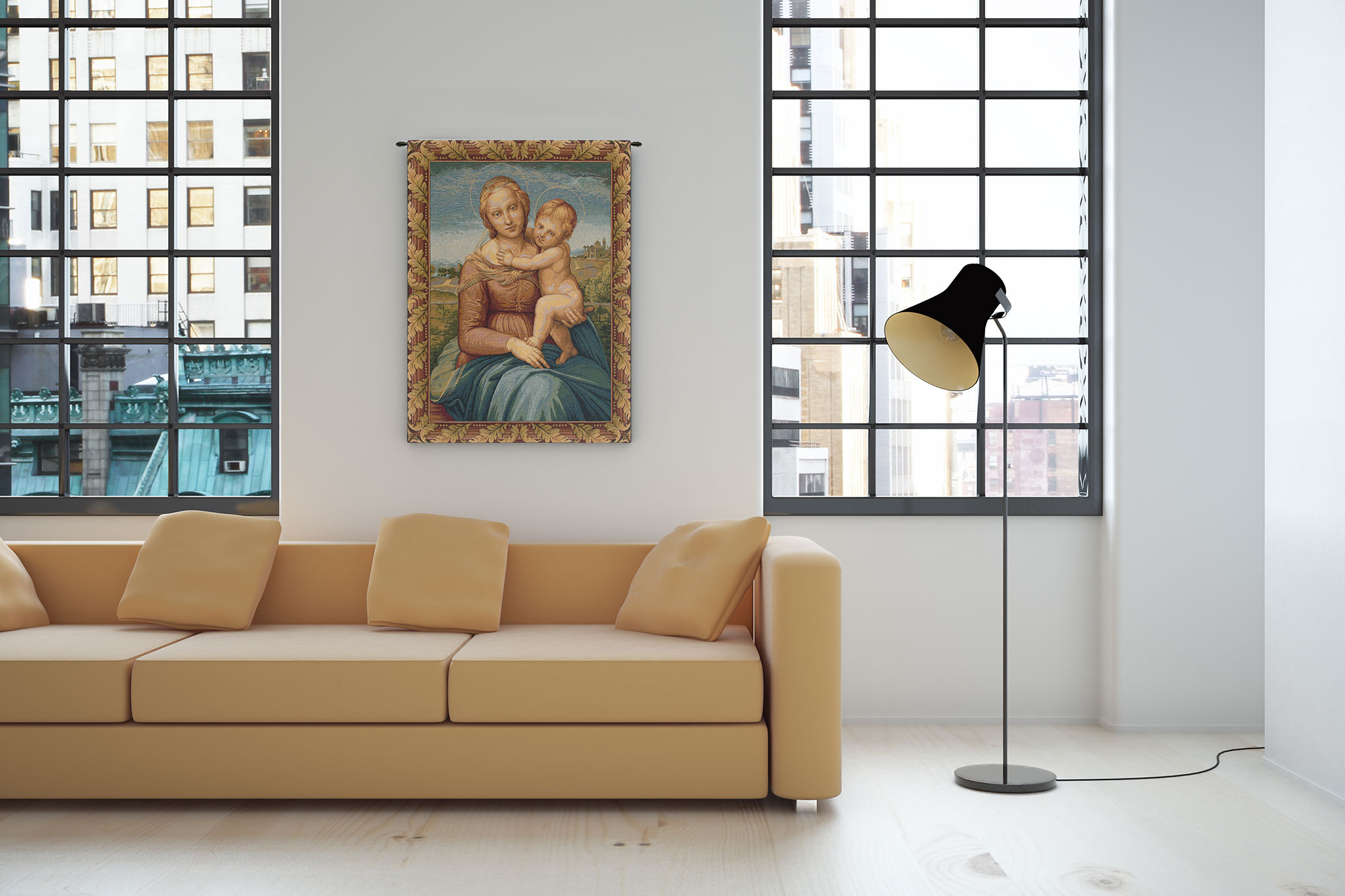 Raphael Cowper Madonna Vintage Tapestry Wall Hanging 12 x 8 in Renaissance Religious Jacquard Woven Wall Art