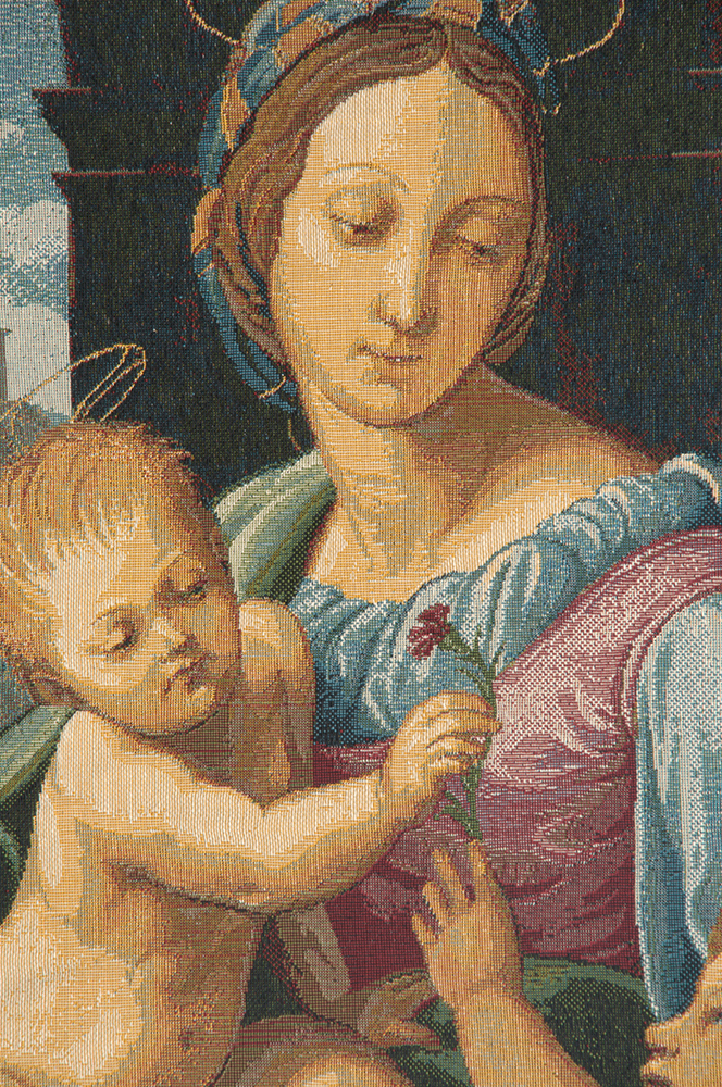 Raphael Madonna Aldobrandini Vintage Tapestry Wall Hanging 12 x 8 in Renaissance Christian Jacquard Woven Wall Art