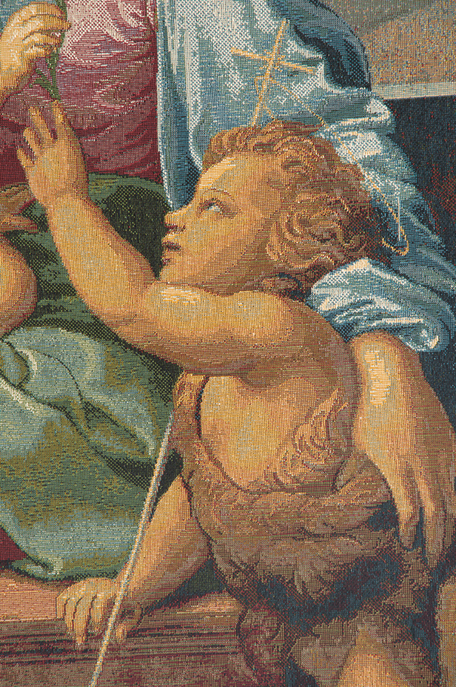 Raphael Madonna Aldobrandini Vintage Tapestry Wall Hanging 12 x 8 in Renaissance Christian Jacquard Woven Wall Art