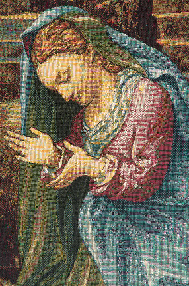 Raphael Madonna Adoring the Child Vintage Tapestry Wall Hanging 12 x 8 in Renaissance Religious Woven Wall Art