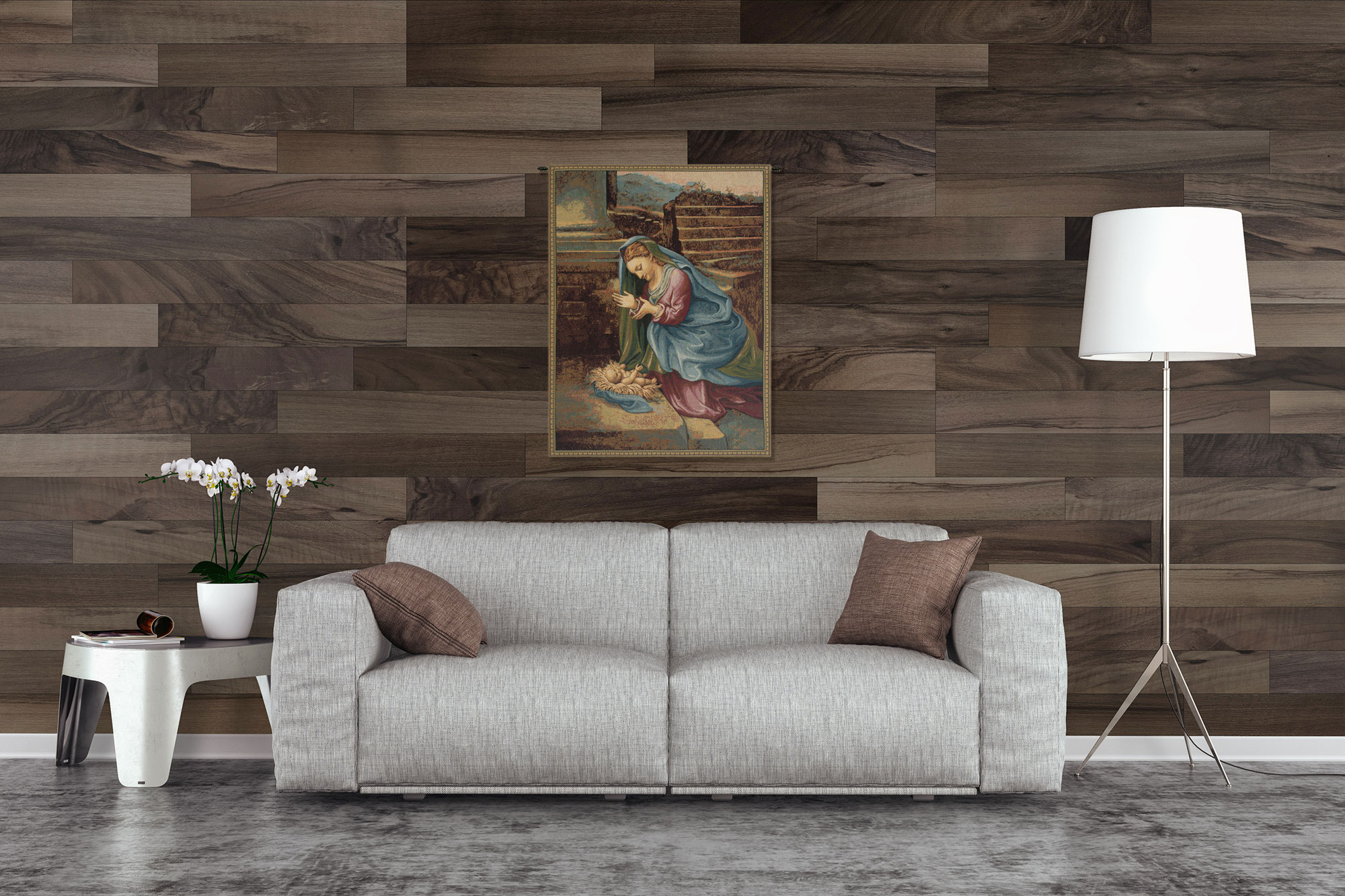Raphael Madonna Adoring the Child Vintage Tapestry Wall Hanging 12 x 8 in Renaissance Religious Woven Wall Art