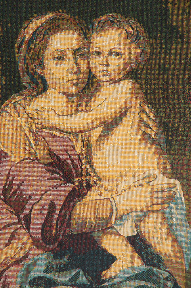 Bartolome Esteban Madonna Rosario Religious Tapestry Wall Hanging 24 x 20 Renaissance Christian Jacquard Woven Wall Art