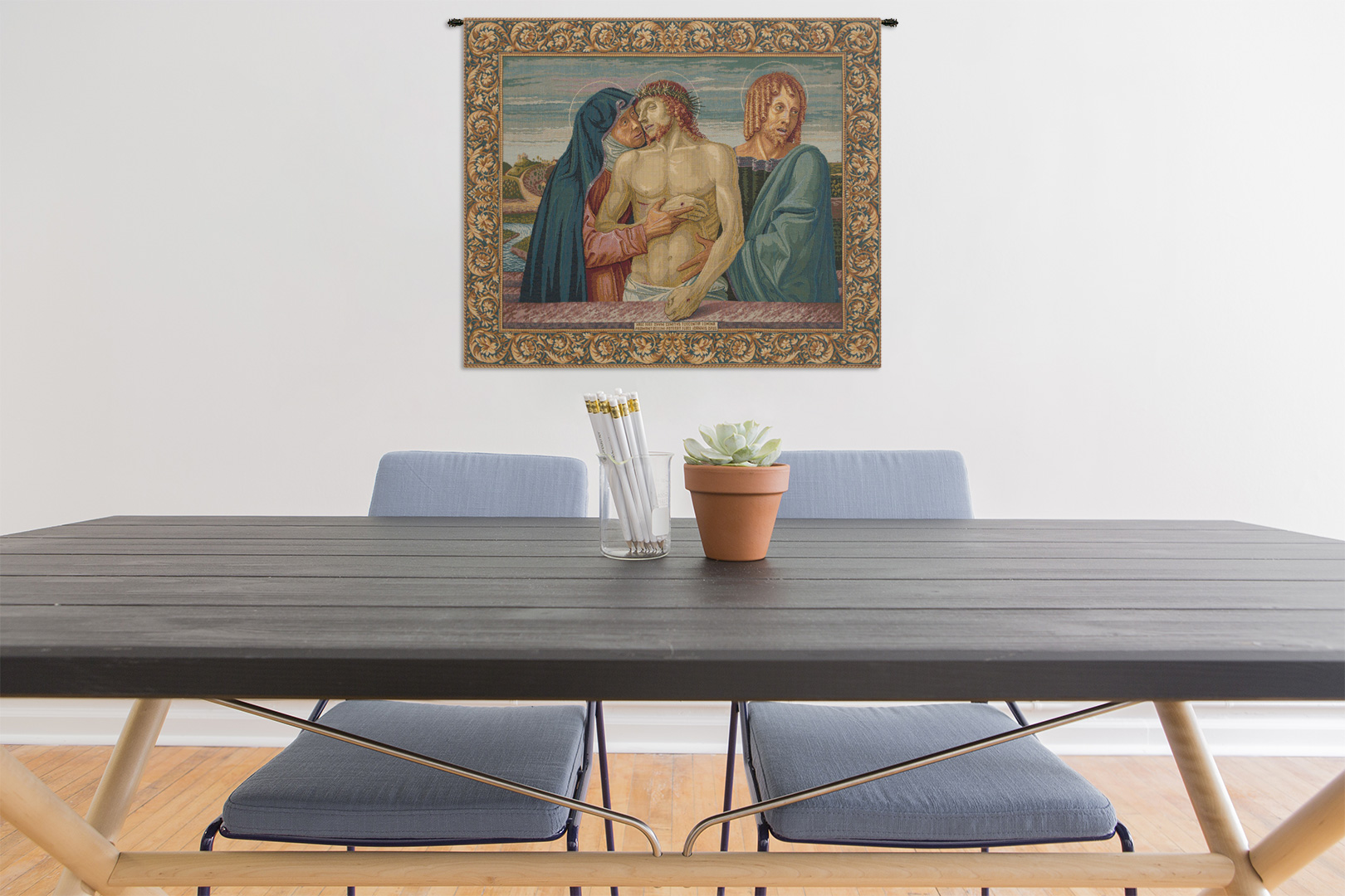 Giovanni Bellini Pieta Religious Tapestry Wall Hanging 20 x 25 in Renaissance Christian Jacquard Woven Wall Art