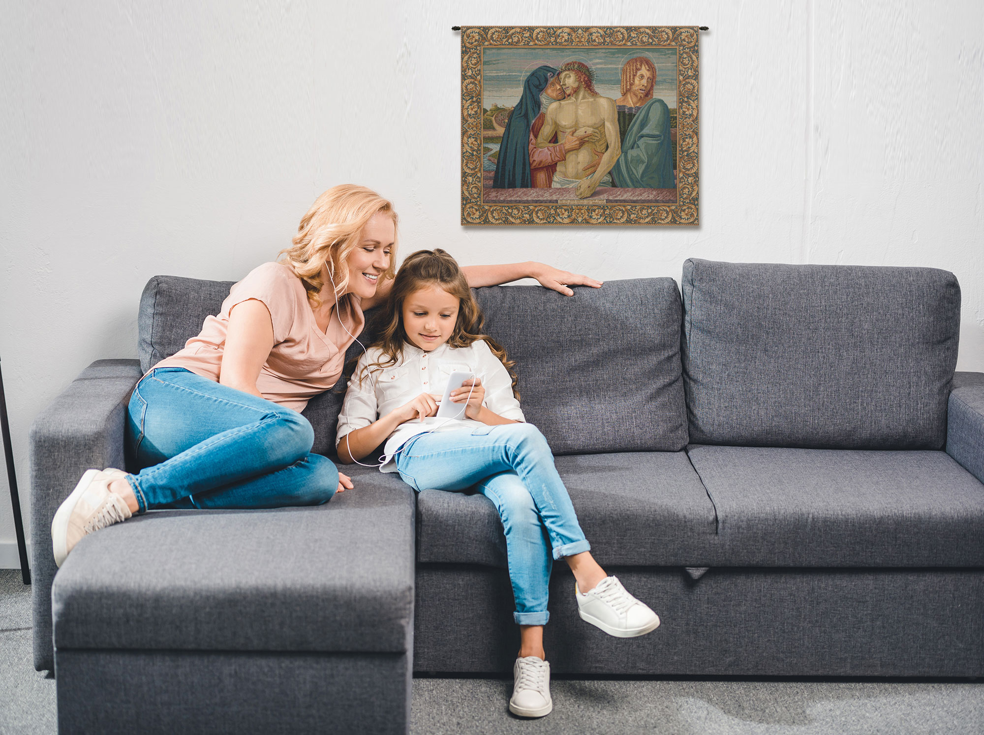 Giovanni Bellini Pieta Religious Tapestry Wall Hanging 20 x 25 in Renaissance Christian Jacquard Woven Wall Art