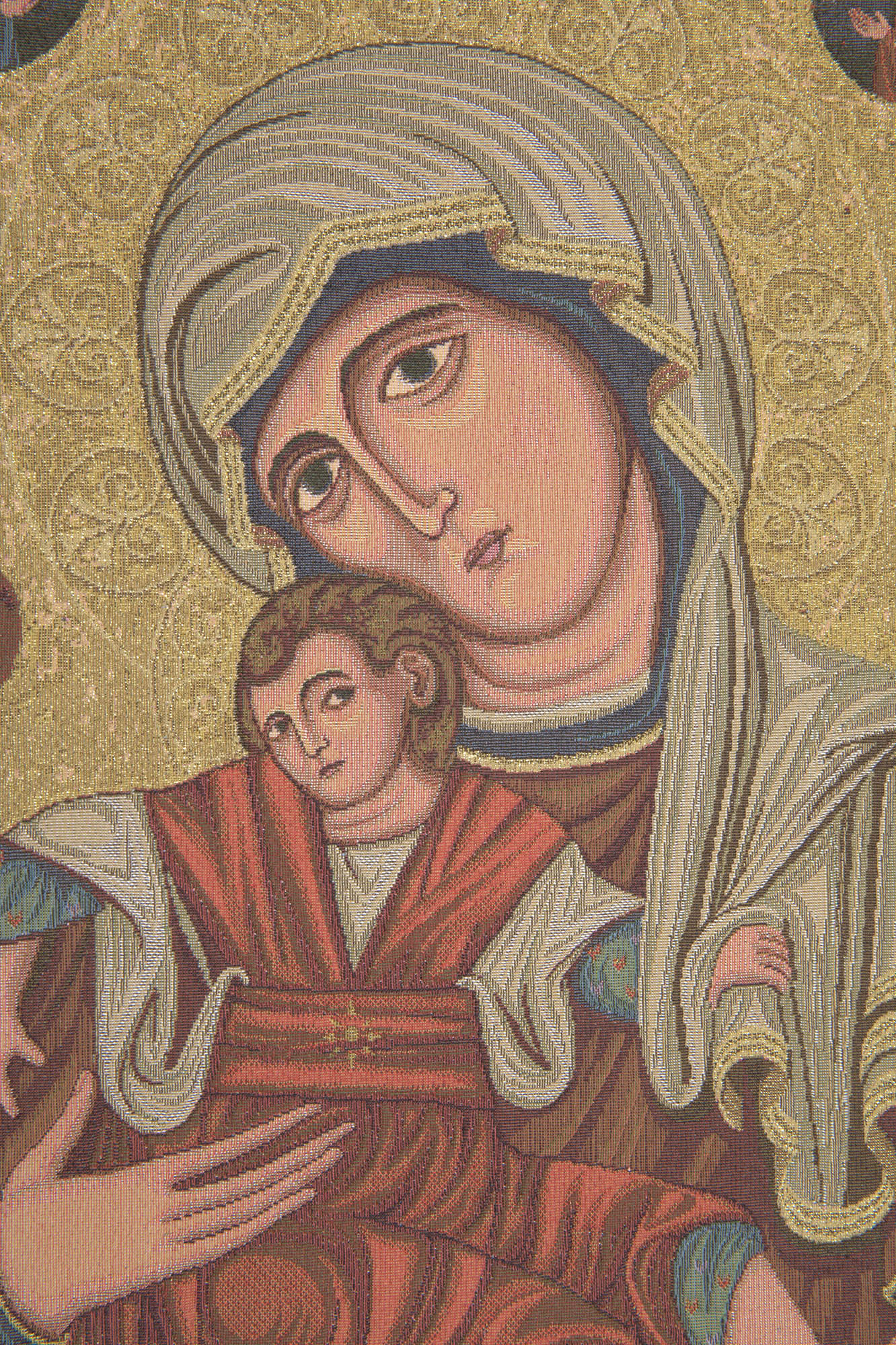 Alberto Passini Madonna Vittorie Religious Tapestry Wall Hanging 21 x 13 in Christian Jacquard Woven Wall Art