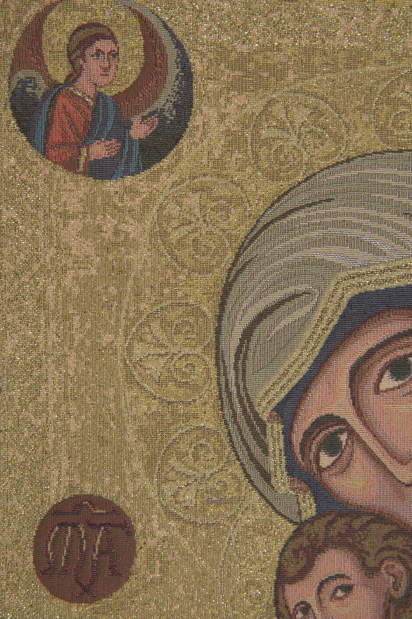 Alberto Passini Madonna Vittorie Religious Tapestry Wall Hanging 21 x 13 in Christian Jacquard Woven Wall Art