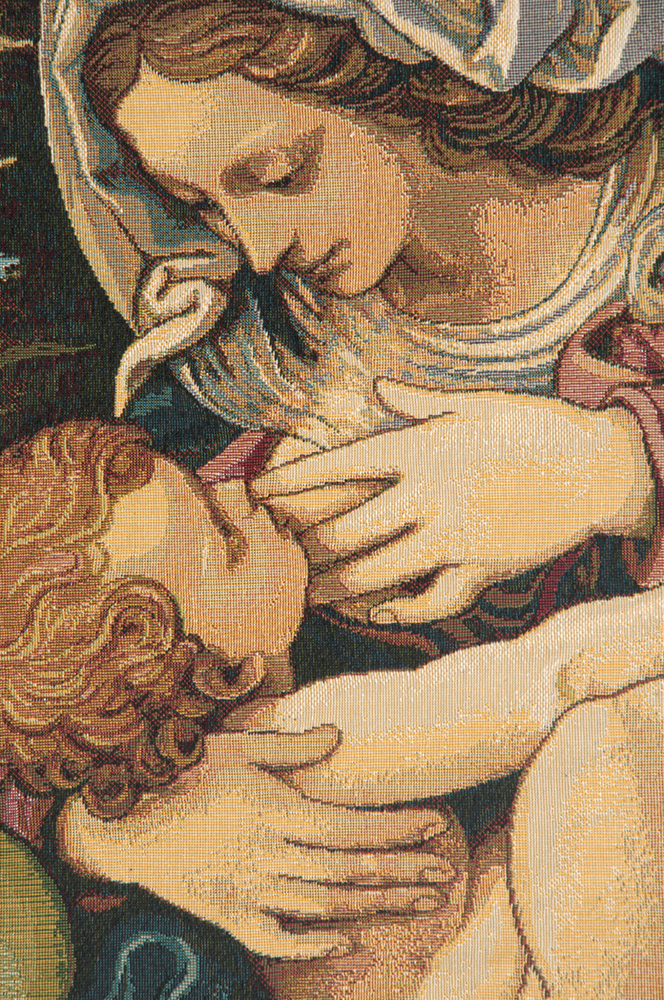 Raphael Madonna del Cuscino Vintage Tapestry Wall Hanging 22 x 17 in Renaissance Christian Jacquard Woven Wall Art
