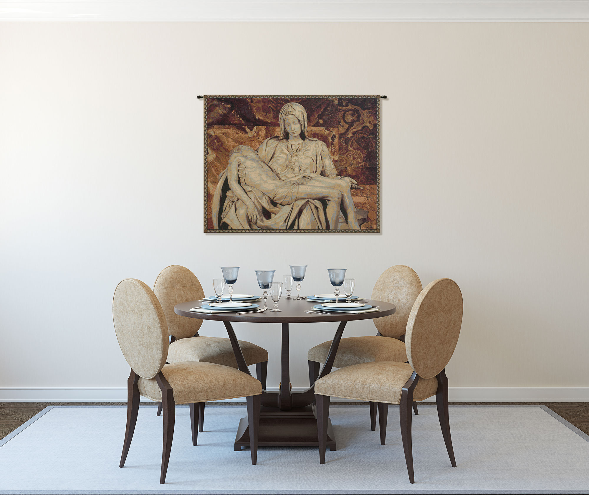 Michelangelo The Deposition Vintage Tapestry Wall Hanging 20 x 25 in Renaissance Christian Jacquard Woven Wall Art