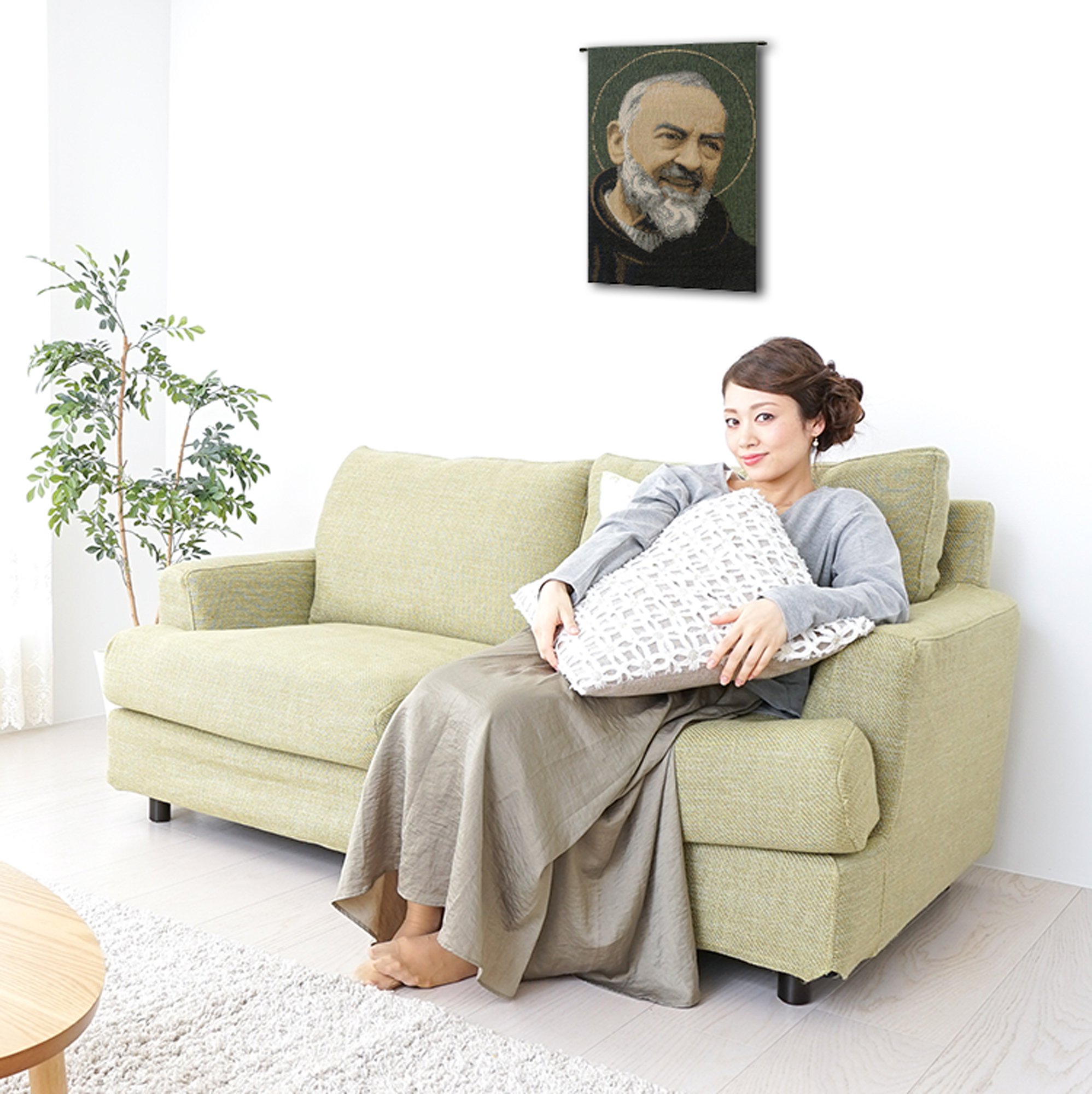 St. Pio Italian Tapestry Wall Hanging 18x13 Inch Cotton Jacquard Woven Wall Tapestry