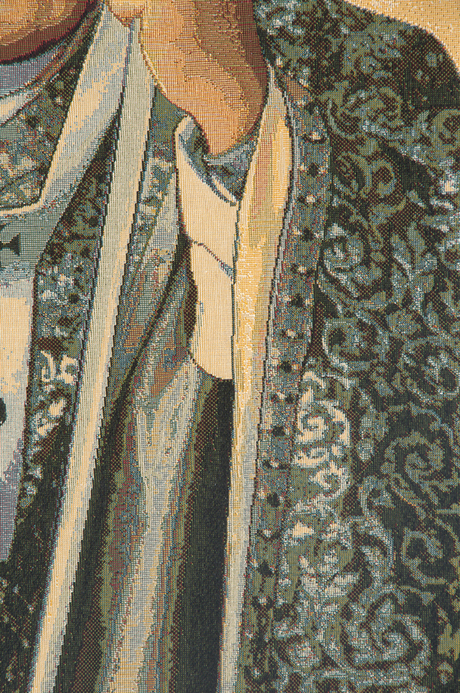 Alberto Passini Papa Wojtyla Pope John Paul II Italian Tapestry Wall Hanging 24x17 Inch Cotton Jacquard Woven Wall Tapestry