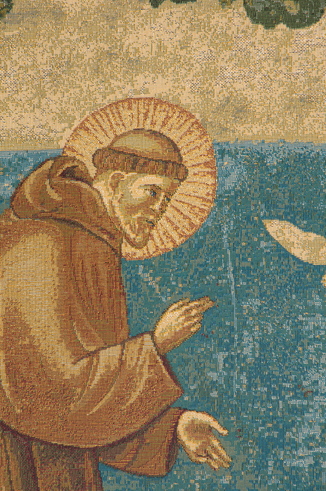 Giotto di Bondone Francis Preaching to the Birds Italian Tapestry Wall Hanging 18x13 Inch Cotton Jacquard Woven Wall Tapestry