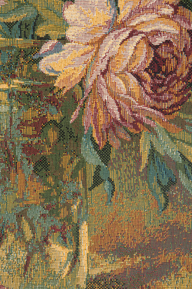 Alberto Passini Vaso di Fiori Italian Tapestry Wall Hanging 19x12 Inch Cotton Jacquard Woven Wall Tapestry