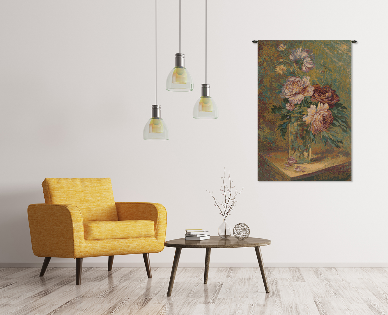Alberto Passini Vaso di Fiori Italian Tapestry Wall Hanging 19x12 Inch Cotton Jacquard Woven Wall Tapestry