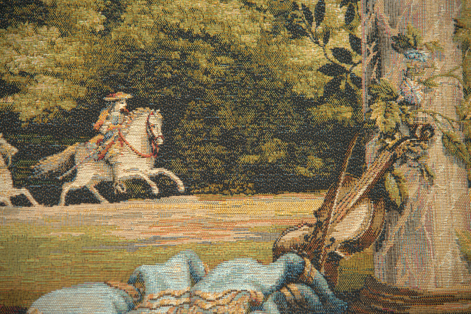 Chateau Bellevue Landscape Tapestry Wall Hanging 34 x 44 in Jacquard Woven French Castle Wall Art