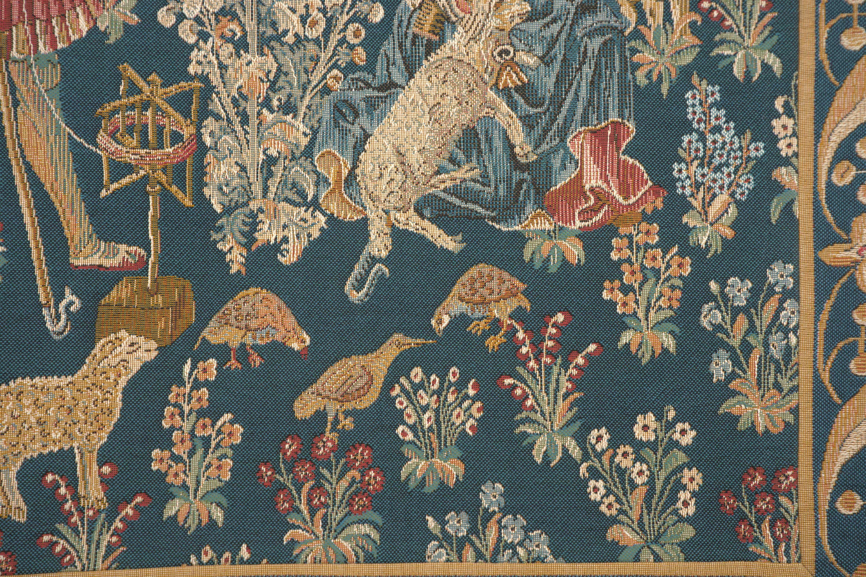 Medieval Travail de la Laine Tapestry Wall Hanging 35 x 45 in Jacquard Woven Medieval Wall Art
