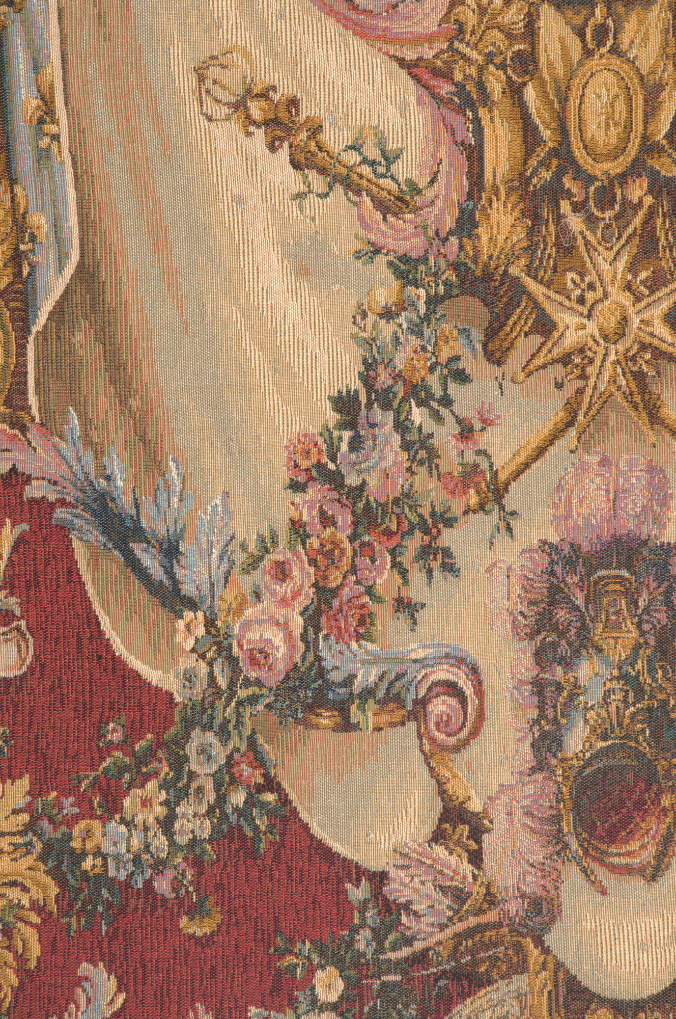 Pierre Josse Perrot Grandes Armoiries Red Tapestry Wall Hanging 58 x 44 in Jacquard Woven French Heraldic Wall Art