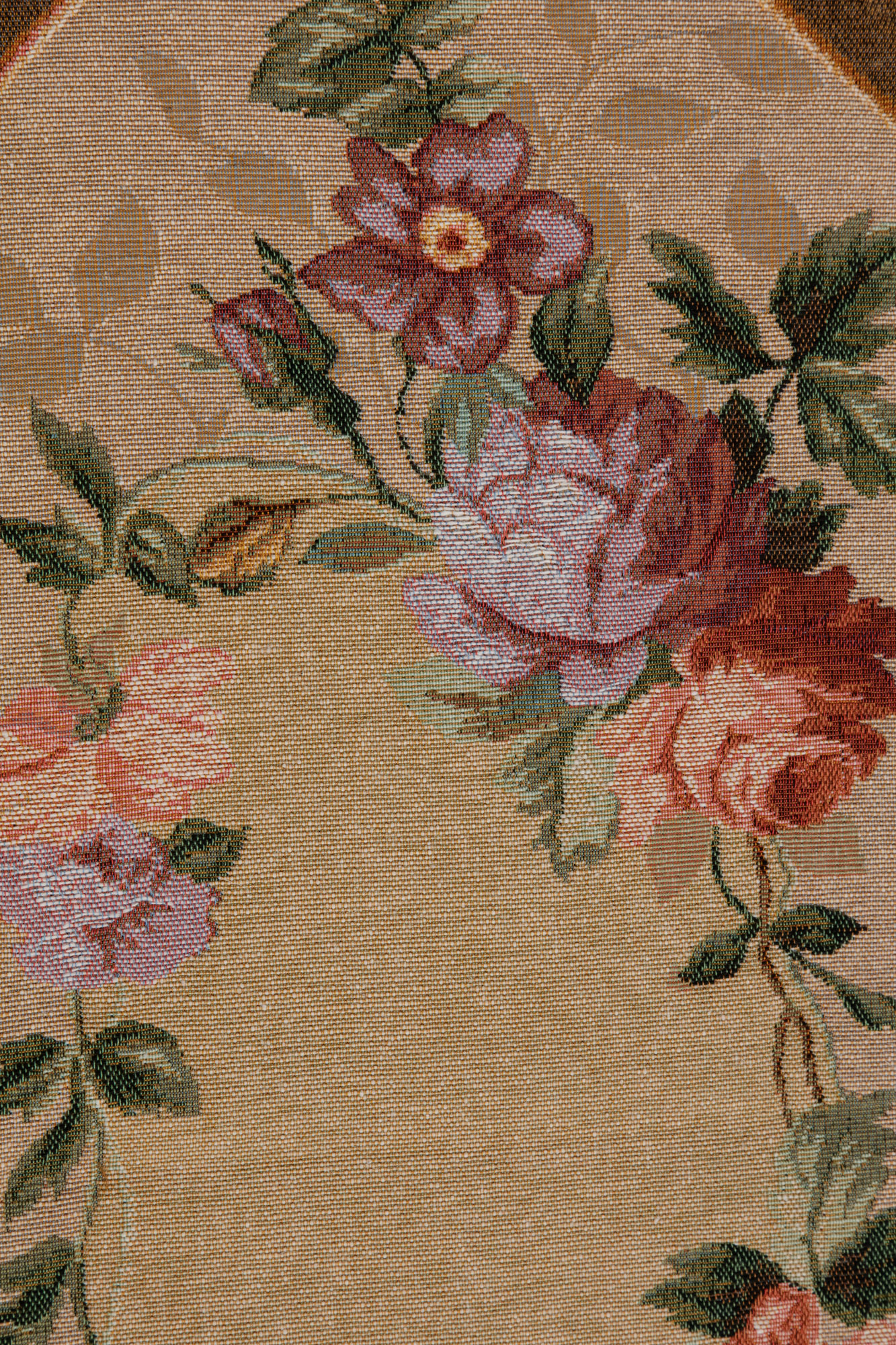 French Floral Roses Jacquard Woven Table Runner 72x14 Inch Traditional French Floral Decor