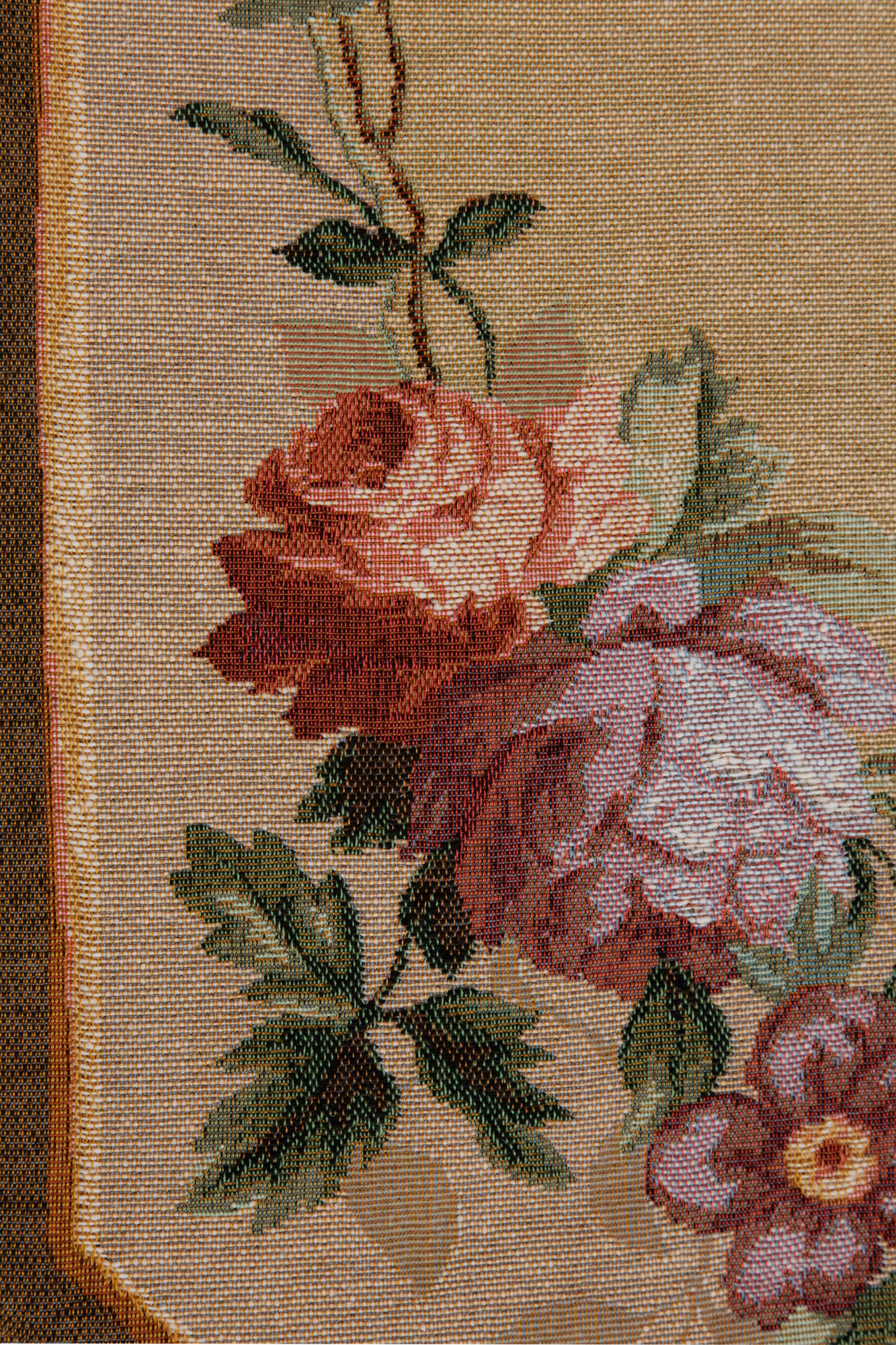 French Floral Roses Jacquard Woven Table Runner 72x14 Inch Traditional French Floral Decor