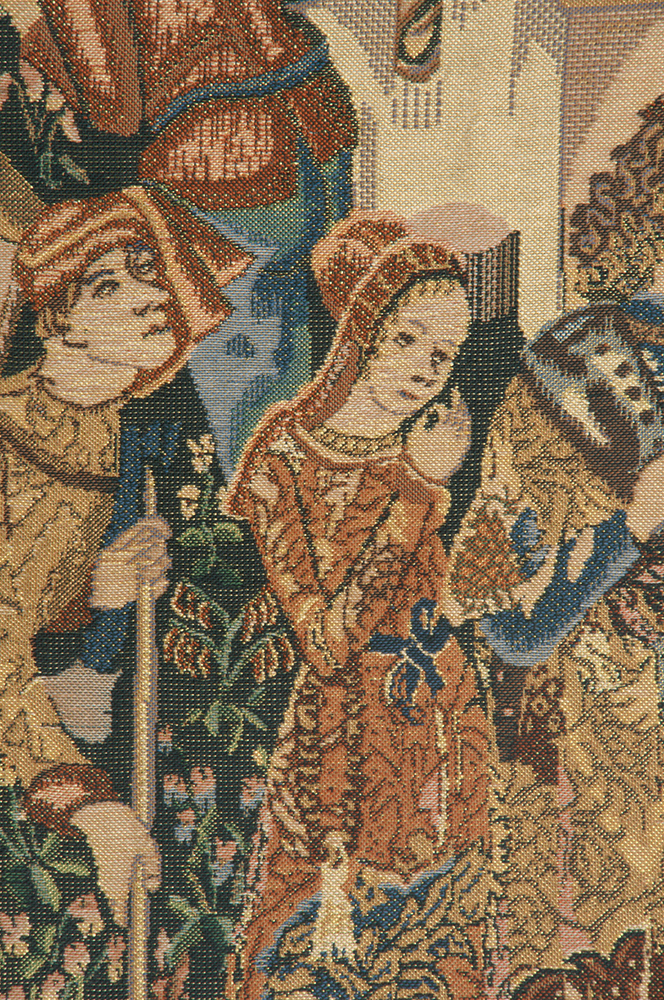 Medieval Vendages Left Side Rust Tapestry Wall Hanging 42 x 34 in Harvest Jacquard Woven Wall Decor