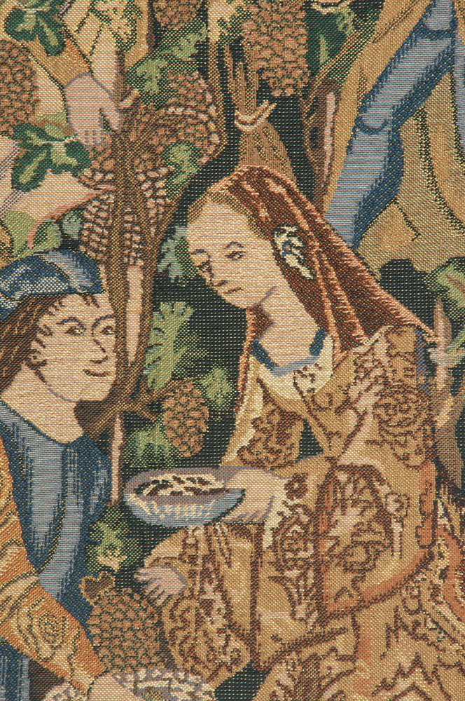 Medieval Vendages Right Side Rust Tapestry Wall Hanging 42 x 34 in Harvest Jacquard Woven Wall Decor