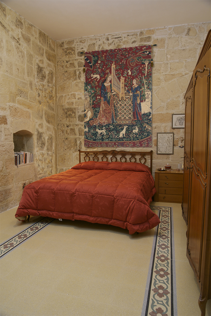 Medieval Lady and the Organ III Vintage Tapestry Wall Hanging 27 x 16 in French Woven Wall Decor