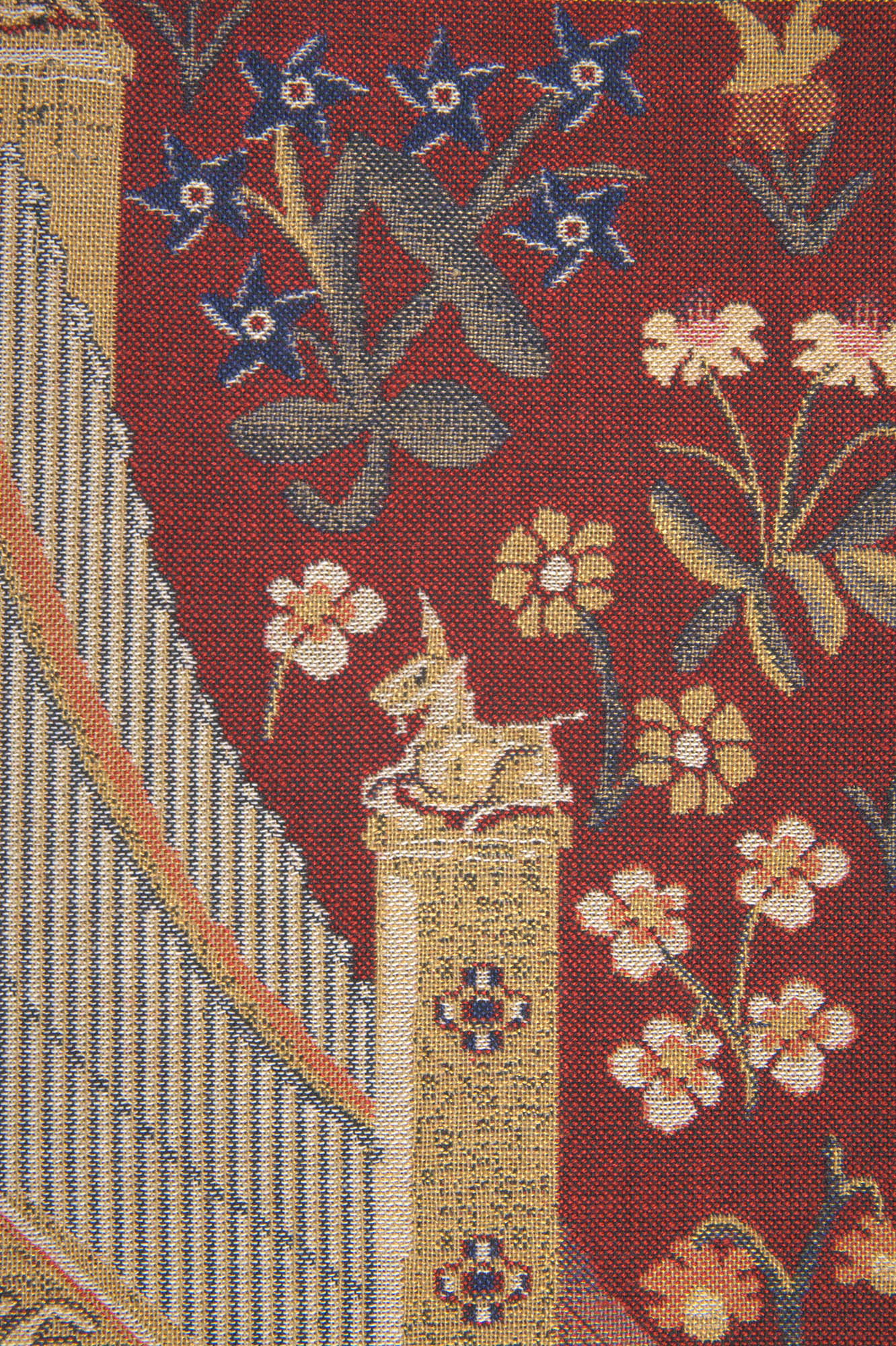 Medieval Louie with Loops Vintage Tapestry Wall Hanging 19 x 19 in French Jacquard Woven Wall Decor