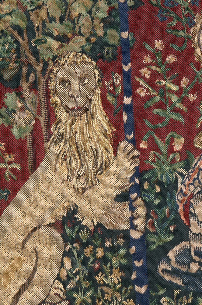 Medieval Lady & the Mirror Vintage Tapestry Wall Hanging 33 x 38 in French Unicorn Series Wall Decor