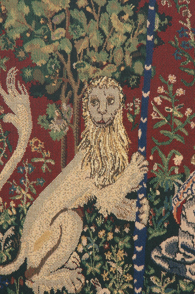 Medieval Lady and the Mirror Vintage Tapestry Wall Hanging 34 x 44 in French Unicorn Series Wall Decor