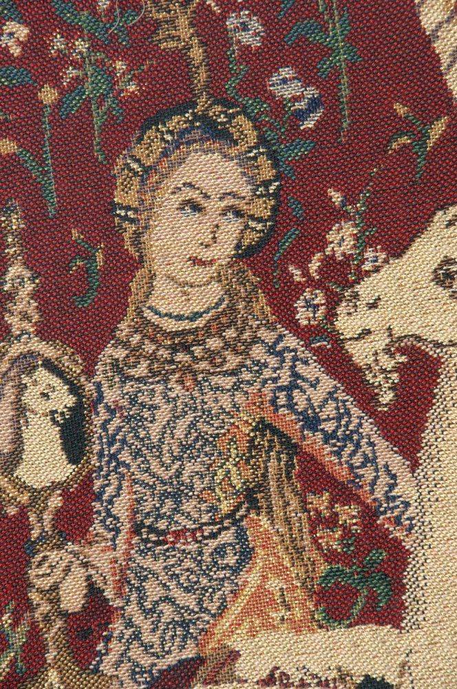 Medieval La Vue Vintage Tapestry Wall Hanging 27 x 16 in Lady Unicorn French Jacquard Woven Wall Decor