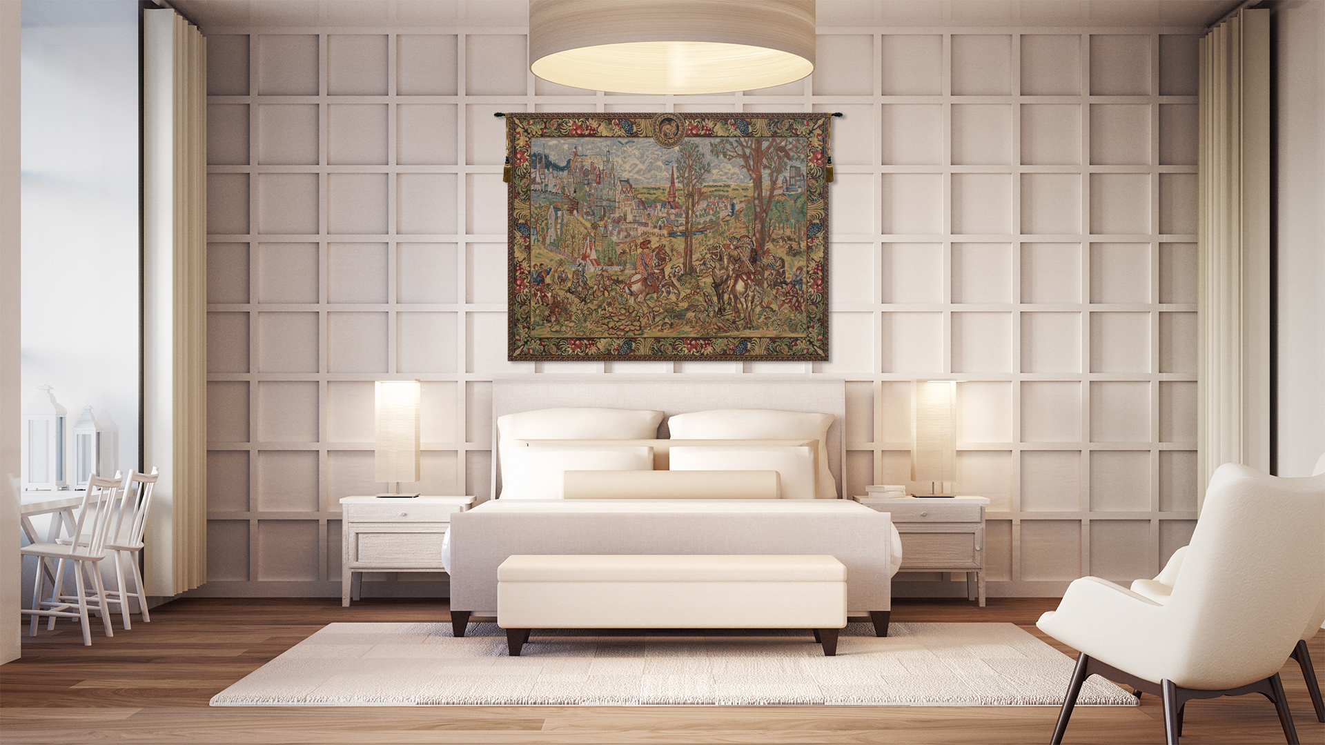 Vieux Brussels Vintage Tapestry Wall Hanging 33 x 43 in Belgian Cityscape Jacquard Woven European Wall Decor