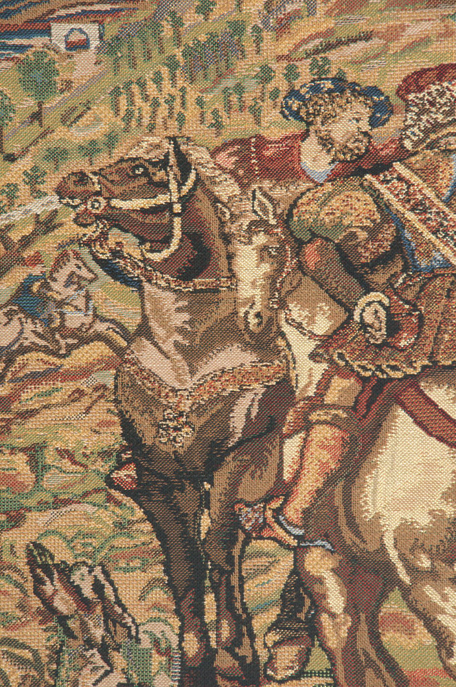 Vieux Brussels Vintage Tapestry Wall Hanging 29 x 21 in Belgian Cityscape Jacquard Woven European Wall Decor