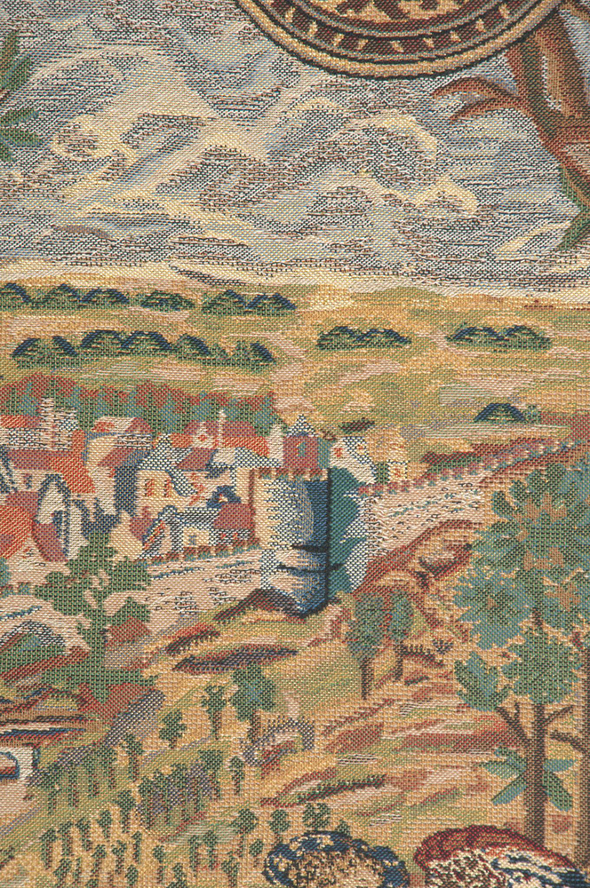 Vieux Brussels Vintage Tapestry Wall Hanging 29 x 21 in Belgian Cityscape Jacquard Woven European Wall Decor