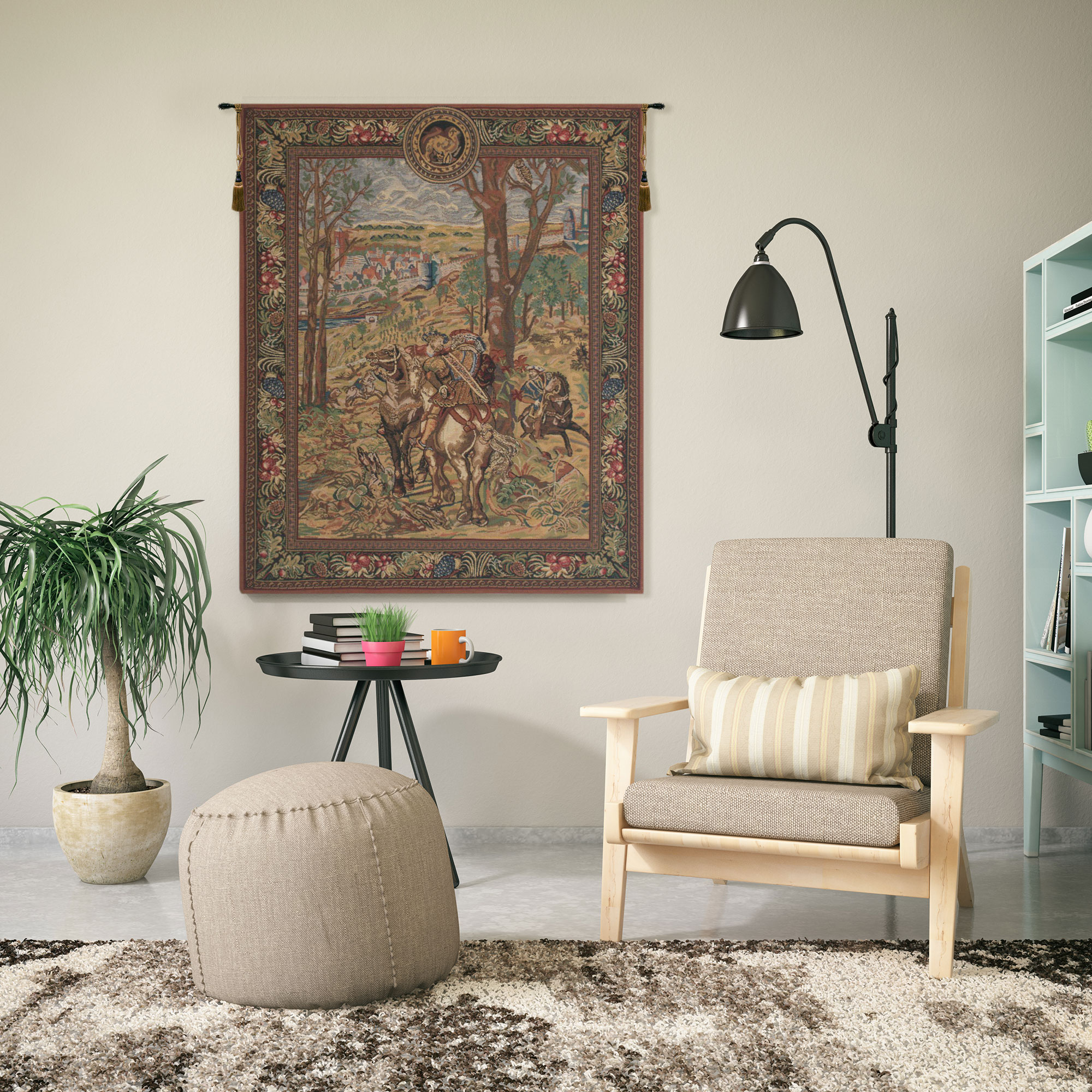 Vieux Brussels Vintage Tapestry Wall Hanging 29 x 21 in Belgian Cityscape Jacquard Woven European Wall Decor
